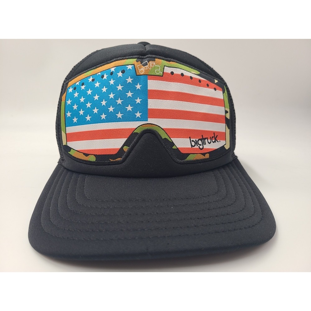 Big Truck American Flag Camo Goggles Mesh Trucker Snapback (Seems Small) Hat Cap - Picture 2 of 12